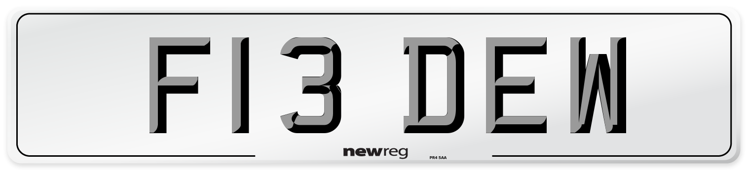 F13 DEW Number Plate from New Reg